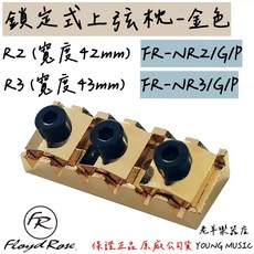(老羊樂器店)德國 Floyd Rose 金色 鎖定式上弦枕, 1個, FR-NR2/G/P (42mm)