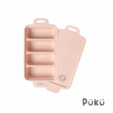 Pükü午茶玉子燒矽膠副食品分裝盒，四格設計，安全無毒，附蓋保鮮，寶寶副食品好幫手, 粉紅, 1個, 80L