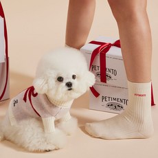 커플세트 페티멘토 반려동물 스웨터 따뜻한 풀오버 강아지 니트 홀리데이 니트 + 반려인 양말세트, 1개, 홀리데이 아이보리 SET