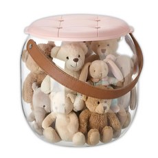 투명 인형 정리 의자 장난감 손잡이 정리함 원통 소파 스툴, 1개, 핑크