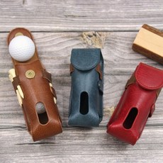 라운딩 필드 가죽 골프공 파우치 허리 벨트걸이 수납 볼마커 악세사리, 1개, 1jsb 레드