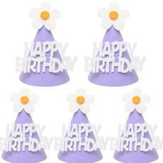 파리스 생일 파티 데이지 꼬깔모자, 5개, 퍼플
