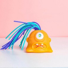 소리나는 괴물 장난감 머리 잡아당기면 반응하는 재미있는 스트레스 완화 완구, 1개, 오렌지, 6cm