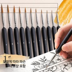 작업용 평붓 미술용 수채화붓세트 전문가용 초미세 물감 납작붓, 8개, 8개 세트 (00000~4)