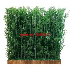 仿真竹子隔斷屏風，室內外裝飾籬笆，玄關造景植物背景牆，隔斷擋牆, 50cm長底座+8根1米竹,絹布葉子（適合室內）