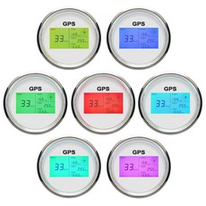 ELING 3 3/8" 85mm 디지털 GPS 속도계 LCD 주행 거리 조절 가능 보트 스노우모바일 자동차 모터사이클 트럭 IP67 방수용 백라이트 7개, White+Stainless Steel