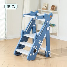 寶寶登高梯 梯凳 嬰兒洗手樓梯 兒童踩腳凳 餐椅輔助凳, 1個, 鯊魚款登高凳（深藍色）