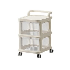 Lovely Home 奶油風多層收納推車, 奶油白, 2層