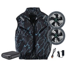 酷友 24V空調服冷氣衣馬甲，夏季戶外防曬防水風扇衣, 1個, 黑色＋24V風扇電池套裝,4XL 推薦90-97.5公斤