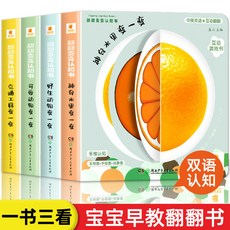 推拉轉遊戲書 0-1到2歲-3歲洞洞書 機關書 童話故事 早敎繪本 親子共讀 幼稚園早敎書 故事繪本 寶寶手指推拉書, 【全套4冊】翻翻變變認知書