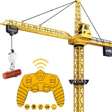 토이즈데이 초대형 타워 크레인 LED 사운드 1.3미터 2.4GHz 6채널 RC 무선 조정, 1개