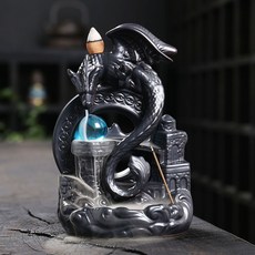 陶瓷倒流煙香薰爐翼龍創意歐美翼龍海浪倒流香爐工藝飾品擺件, 時光之舵海浪翼龍