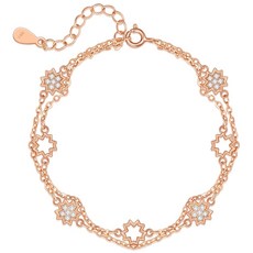 티모니 여성용 14k GF꽃팔찌 두줄 체인 팔찌 데일리 팔찌 심플 여성팔찌 우정팔찌