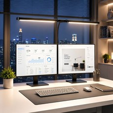 USB 듀얼 와이드 헤드 색상 밝기 각도 조절 LED 모니터 조명, 1개, 블랙 1개, 블랙