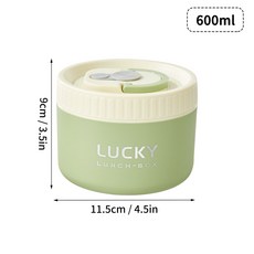 도시락 전자레인지 스틸 수 휴대용 용기 있는 쌓을 절연 보온 상자 WORTHBUY 밀폐 식품 스테인리스 304, 600ML Green, 1개