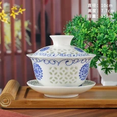 세라믹 차 뚜껑이 달린 그릇 한 컵 찻집 쿵후 공푸 주전자 150ml, 06 A, 1개