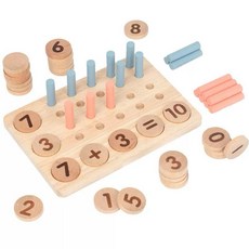 數字配對算術 加減運算益智 數學串柱 木製計數器, 1個