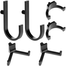 QWORK 보관 창고 도구 후크 6팩 플라스틱 정원 보관 창고 행거 J U 및 V자형 후크 사다리 도구 정리용, QWORK 보관 창고 도구 후크, 6팩 플라스틱 정원