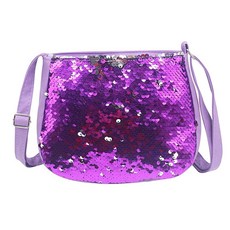 Eilova Orityle 여아용 크로스바디 지갑 아동용 스파클 플립 스팽글 스몰 블링 귀여운 지갑 지퍼 글리터 숄더백 퍼플.