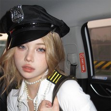 英倫風平頂船長海軍帽 舞臺表演cos水手帽 拍照氛圍感八角帽子, 1個, 黑色海軍帽