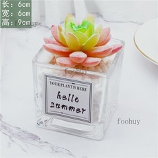 台灣出貨 熱賣 ins風仿真多肉盆栽 仙人掌綠植 客廳擺件 小盆栽裝飾品 綠植假花桌面擺設, 寶石花+ins小方玻, 1個