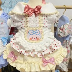 可愛小熊寵物連衣裙 點點蝴蝶結設計 適合狗狗貓咪外出穿著, 1個, 卡哇伊裙,S推薦3-4斤