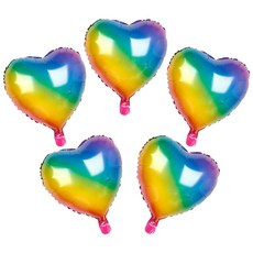 하트 은박풍선(45cm) 풍선 장식 파티용품 [에브리띵스마일] 1103, 5개, 레인보우