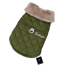 DING DONG PET 北歐風寵物絎縫毛領背心, 卡其色, 1件