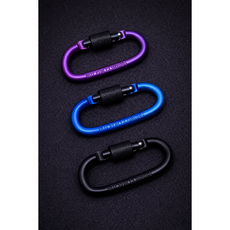알루미늄 락킹 카라비너 5컬러 블랙 블루 퍼플 핑크 오렌지 스크류 잠금 NOT FOR CLIMBING 캠핑 키링 다용도, 1개, 블랙 + 블루 + 퍼플