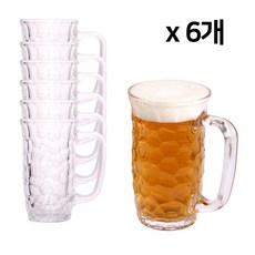 카페 두꺼운 맥주컵 400ml 6개입 세트 벌집 하이볼 글라스 손잡이 유리컵, 6개