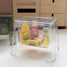 이이공브이샵 투명 수납스툴 장난감 수납의자 욕실의자 보조의자 발받침대, 1개