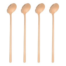 HARFINGTON 차 젓는 스푼 13cm(5인치) 304 스테인리스 스틸 원형 수프 스푼 긴 손잡이 에스프레소 설탕 디저트 시리얼 아이스크림 칵테일 커피 바 액세서리용, 로즈 골드