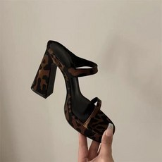 AREVI여성 여름 힐 샌들가보시 통굽 원스트랩 하이힐 슬리퍼