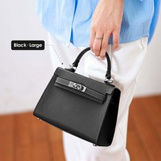 【A 優選】凱莉包DIY真皮材料包，頭層牛皮手作名牌包，女生包包首選, 黑色✪材料包親手作✪頭層牛皮革✪免費送教, 1個