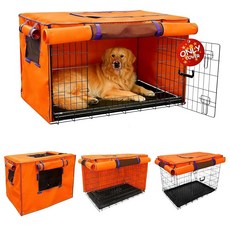 아마존평점4.5+ 미국출고 152349 106.7cm(42인치) 퍼플 반려견 크레이트 커버 - 롤러 쉐이드가 있는 빛 차단 보호 커버 방수 와이어 켄넬용 방음 햇빛 가리개, 주황색