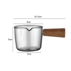 크리머 우유 커피 접시 보트 나무 주전자 조미료 미니 그릇 달린 작은 손잡이가 그레이비 컵 투수 소스 유리, 100ml, 1개