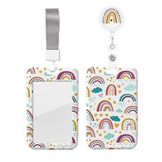 EOBKLAX 다채로운 퍼즐 피스 ID 배지 홀더 분리형 랜야드 포함 자폐증 인식 배지 릴 배지 클립 접이식 가능 ID 카드 홀더 키 체인 이름 배지 클립 간호사 교사, 스칸디나비아 레인보우, 1개