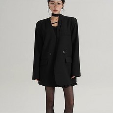 모몰라티 여성 브이넥 봄가을 루즈핏 캐주얼 정장 아우터