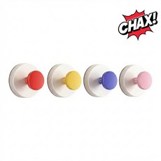 착스 자국 없는 무타공 흡착식 후크, 레드,블루,옐로우,핑크, 1세트