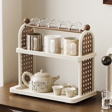 Tinduo 컵 건조대 식기건조대 싱크대선반 찻잔수납장 찻잔선반, 1개, 화이트, 2단