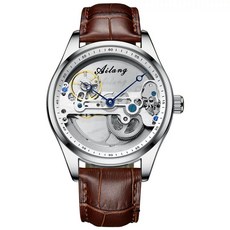 시계 다이버 스켈레톤시계 메탈 금장시계 오토메틱, 1, G. AL8625AL2 실버 쉘 화이트 벨