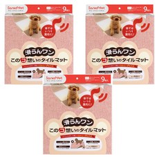 산코 반려동물을 생각한 미끄러지지 않는 흡착 타입 밀림 방지 타일 매트 4mm 9매입, 멜란지 핑크, 3개