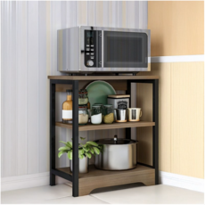 루나글램 렌지대 진열장 선반, 3단, 브라운