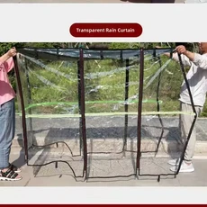 완전 밀폐형 투명 전기 야외 유리 삼륜차 보호 가림막 운전실 캠핑 차양막 장비 캐노피 여행, 해군색 방수 커튼