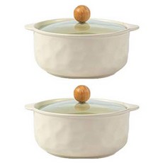 Tiger Pavilion 노르딕 세라믹 양수 냄비, 크림 화이트, 2개, 16.5cm