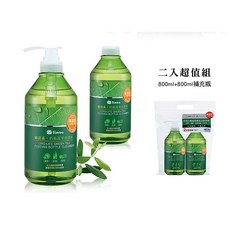 小獅王Simbo 綠活系奶瓶蔬果清潔劑800ML*2瓶 (按壓瓶+補充瓶)，天然配方，溫和洗淨，寶寶餐具清潔首選, 1個, (一瓶有押頭、一瓶補充瓶) 上限1組