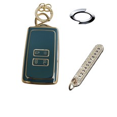 Automatic Beauty Renault三星汽車相容TPU鑰匙殼 + 號碼鑰匙圈, 天空灰, AS-02