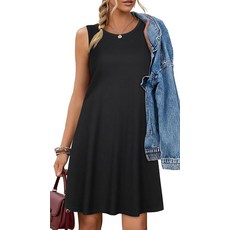 Elescat 여성용 여름 드레스 2025 비치 캐주얼 민소매 꽃무늬 프린트 탱크 루즈 선드레스 포켓 포함 그린 레이크 3XL 157882