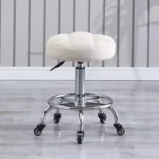 노르딕 스타일 미용 의자 이발소 대형 작업 네일 살롱 바퀴 달린 헤어 회전식 높이 조절, 30 C-white-no backrest