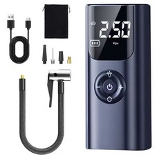 HELLOLEIBOO 휴대용 다용도 무선 에어 컴프레셔 + 패브릭 포켓 + 충전 케이블, 블랙, 1개